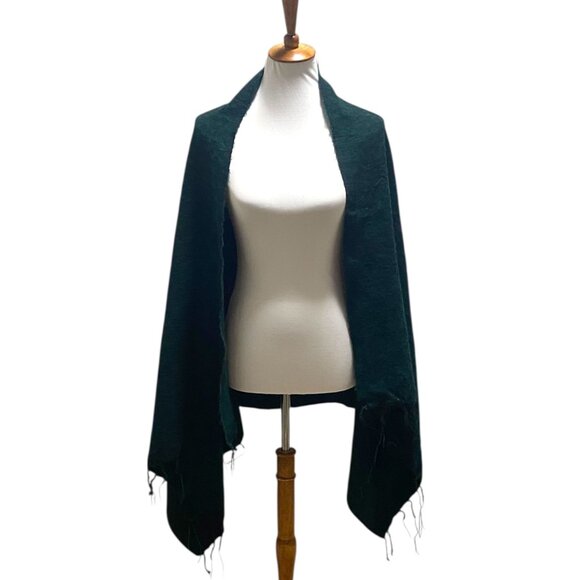 Cheppu From Himalaya Made In Nepal Blanket Scarf Green One Size - Picture 11 of 13